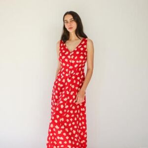 Vintage 90s Express red daisy print sundress